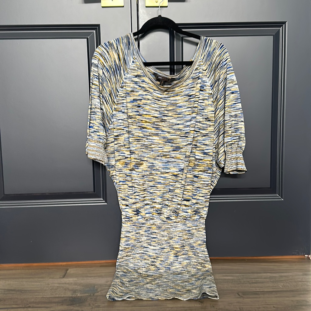 Bcbgmaxazria Yellow And Blue Silk Dress